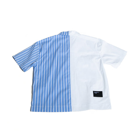 SPLIT PANEL SHIRT - WHITE AND BLUE STRIPE