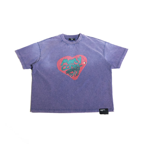 HEARTS STATEMENT TEE PURPLE WASHED